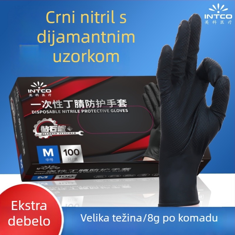 Jednokratne nitrilne rukavice s dijamantnim uzorkom, protuklizne za popravak automobila i industrijsko održavanje, deblje, otporne na habanje