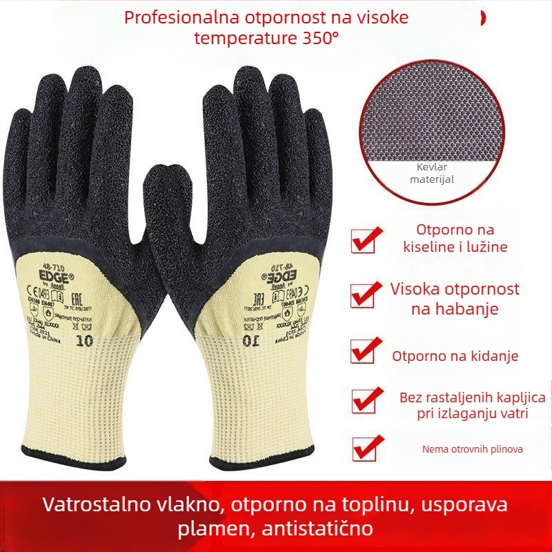 Kevlar rukavice za zavarivanje s zaštitom od rezanja i teksturiranom površinom, visoke temperature, protuklizne, otporne na habanje, otporne na probijanje, radne zaštitne rukavice