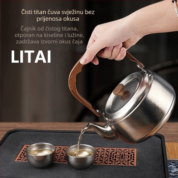 Čajnik od čistog titana s ručkom, čajnim filterom i poklopcem, za kućnu upotrebu, moderni minimalistički stil, Kung Fu set čaja