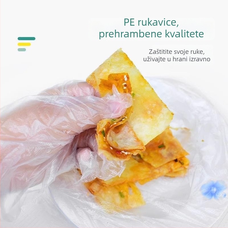 Jednokratne rukavice, prozirne, debele i produžene, vodootporne i otporne na masnoće, prehrambene kvalitete polietilen, za kućnu upotrebu i catering