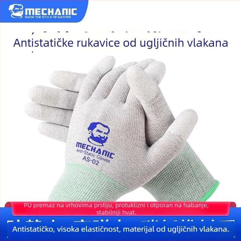 Antistatične rukavice od karbonskih vlakana za popravak komponenti mobilnih telefona, otporne na habanje i protuklizne, elektroničke radne rukavice AS02