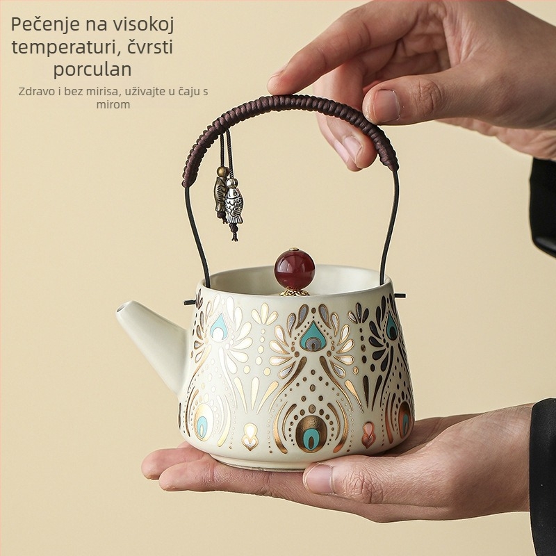 Gongfu čajni set od keramike s prijenosnom torbom, elegantan dizajn za dom i putovanja, za četiri osobe