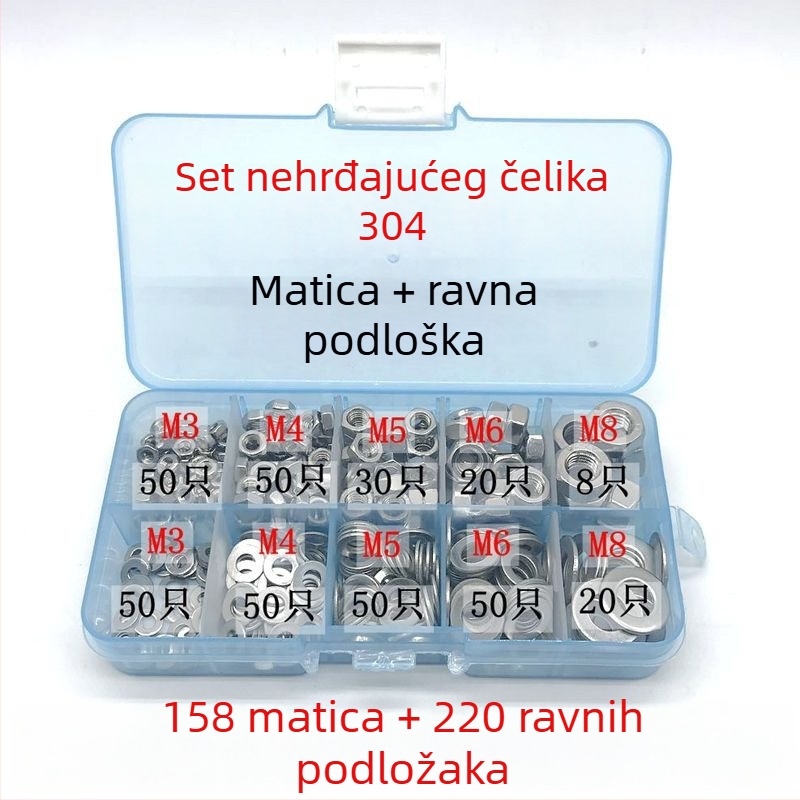 Šesterokutna matica s protukliznom prirubnicom i ravnom podloškom, M3–M8