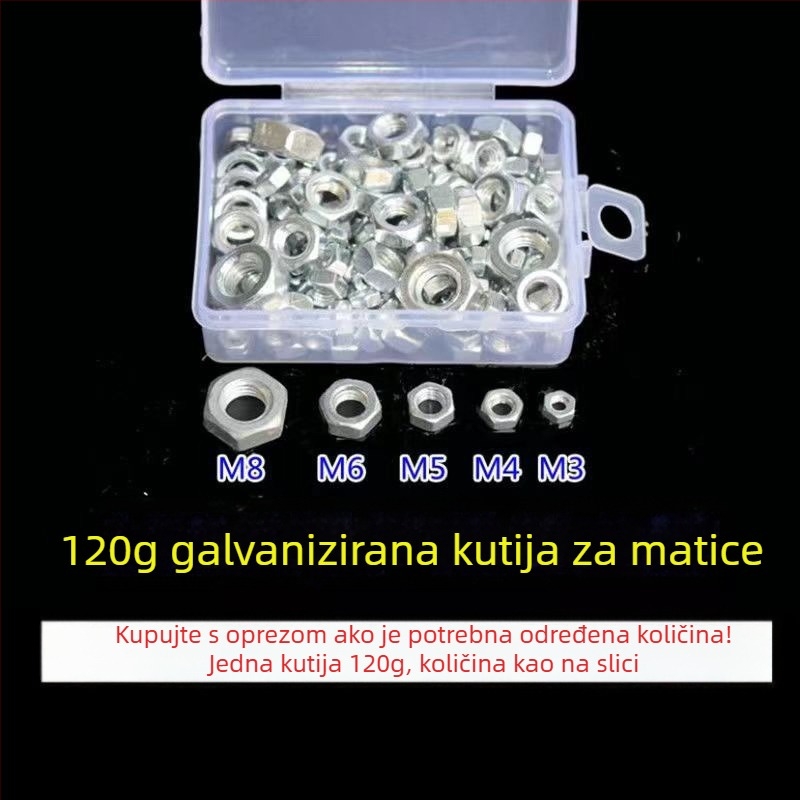 Šesterokutna matica s protukliznom prirubnicom i ravnom podloškom, M3–M8