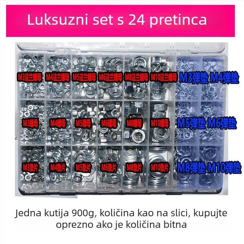 Šesterokutna matica s protukliznom prirubnicom i ravnom podloškom, M3–M8