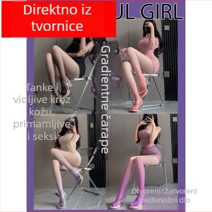 Najlonke s gradijentom ljubičaste boje, otvorenim međunožjem, ultra tanke i prozirne