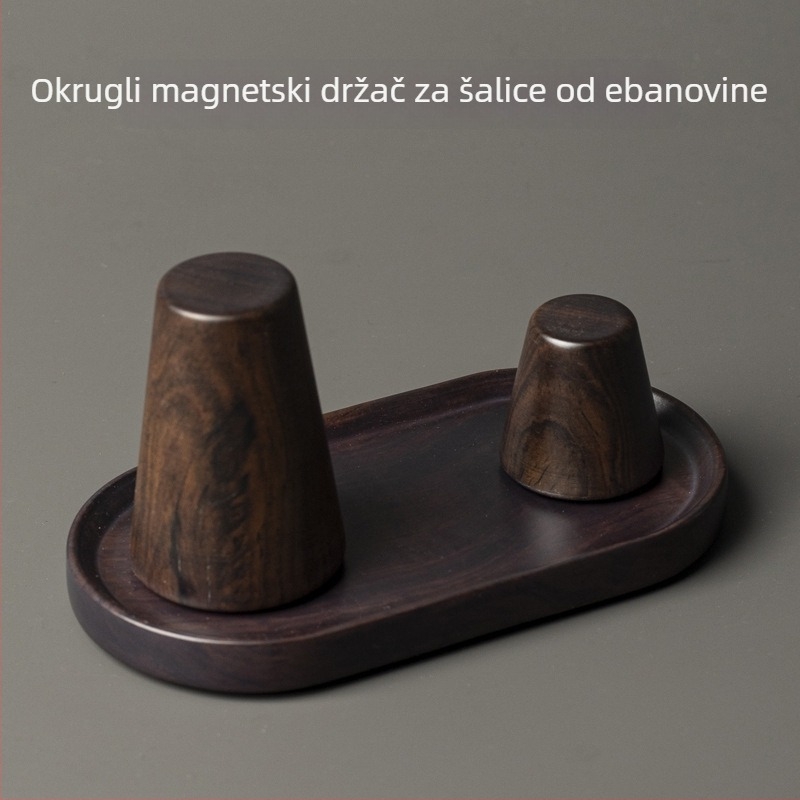 Rongshantang drveni stalak za čajnik od ebano drva s magnetskim držačem poklopca – čvrsti drveni stalak za čajnike, dodaci za čajnu ceremoniju od purpurne gline