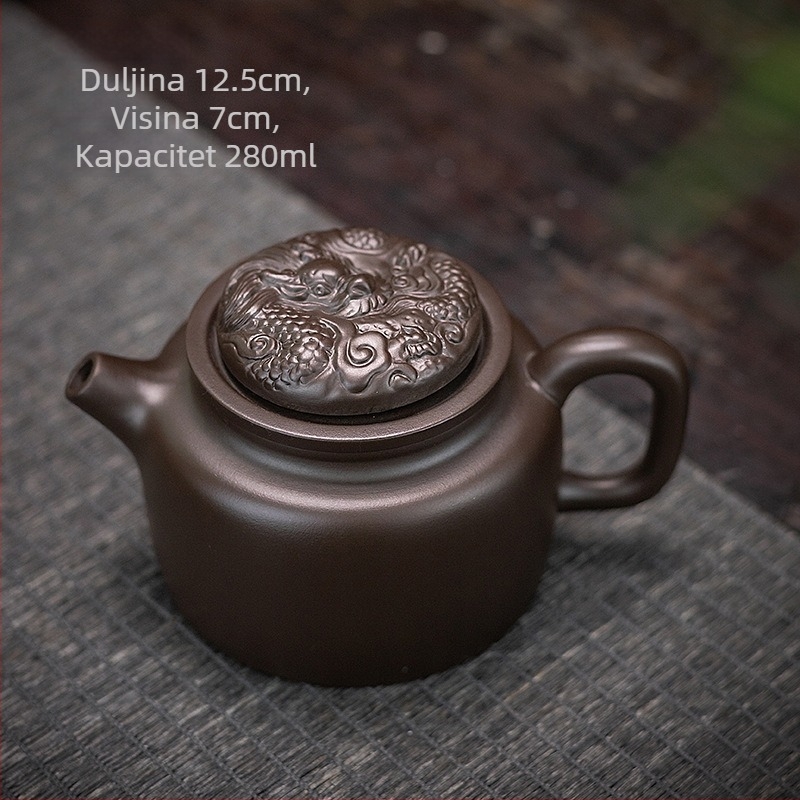 Čajnik od purpurnog pijeska s rotirajućim dizajnom, vintage Kung Fu set za čaj, velika kapaciteta za kućnu upotrebu, Xishi lonac
