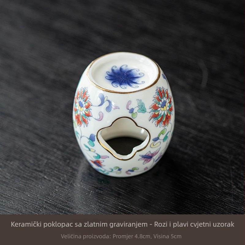 Kineski keramički set za čaj plavo-bijeli s Yixing glinom, držač poklopca čajnika, podmetač poklopca, dodaci za čajnu ceremoniju, kućna dekoracija