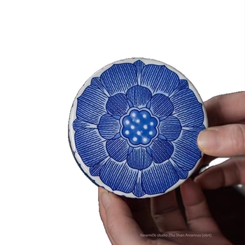 Jingdezhen porculanski podmetač za čaj u obliku lotosa, baza za čajnik s pukotinom glazure, pogodno za Gongfu čajni set, kućna upotreba