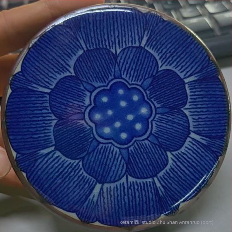 Jingdezhen porculanski podmetač za čaj u obliku lotosa, baza za čajnik s pukotinom glazure, pogodno za Gongfu čajni set, kućna upotreba