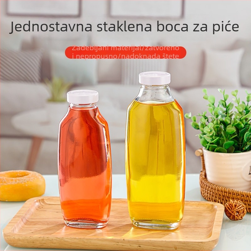 Staklena boca za napitke s mogućnošću ispisa logotipa, jednostavna i debelo staklo, prozirna, 250/350/500 ml
