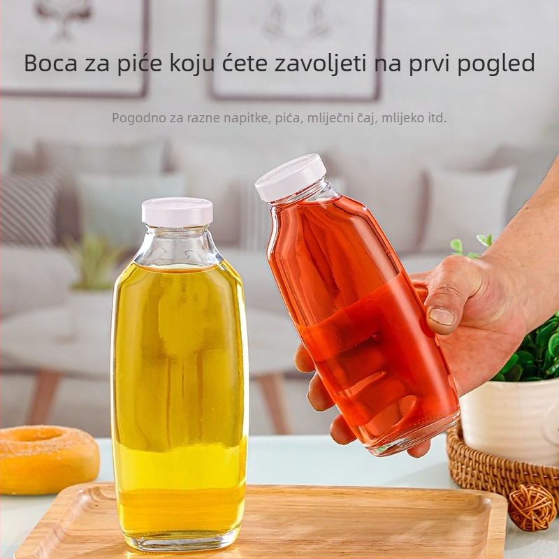 Staklena boca za napitke s mogućnošću ispisa logotipa, jednostavna i debelo staklo, prozirna, 250/350/500 ml