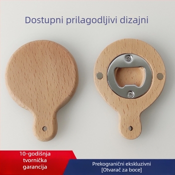 Drveni otvarač za boce od bukova drveta, magnetska naljepnica za hladnjak, kreativno graviranje