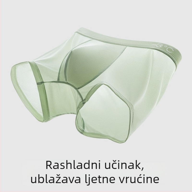 Ice Silk bezšivne muške gaćice za ljeto, prozračna mreža, antibakterijske, tanke boxerice