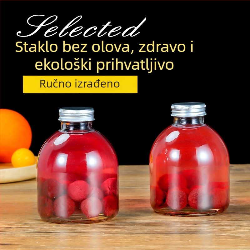 Staklena boca za voćno vino sa širokim otvorom, za kućnu fermentaciju, prozirna, 500 ml