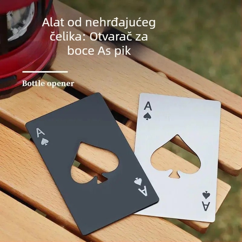 Otvarač boca Ace of Spades – oblik poker kartice, nehrđajući čelik, veličina kreditne kartice