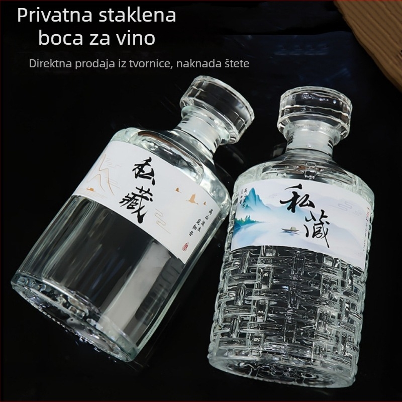 500 ml staklena boca za alkohol, prazna boca sa zatvaračem i poklopcem, boca za doziranje pića, boca za voćno vino