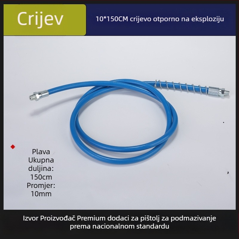 Set dodataka za mazalni pištolj: crijevo, čvrsta željezna cijev, izlazna cijev maziva, ravna mlaznica, oštra mlaznica, spojna šipka (YG001)