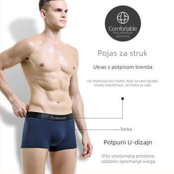 Muške bokserice, prozračne od najlona s mrežom Ice Silk, bezšivne, srednjeg struka, jednobojne