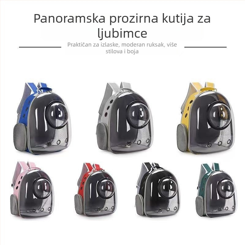Prozirna torba za prijevoz mačaka za šetnju, stil kapsule iz svemira, prozračna i lagana, s dvostrukim naramenicama