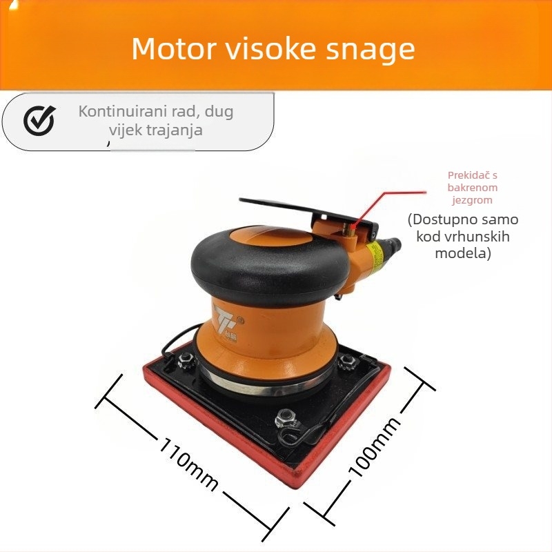 Kvadratna pneumatska brusilica s trokutom glavom za suho brušenje u stolarstvu, zračni brusilac s vibracijom