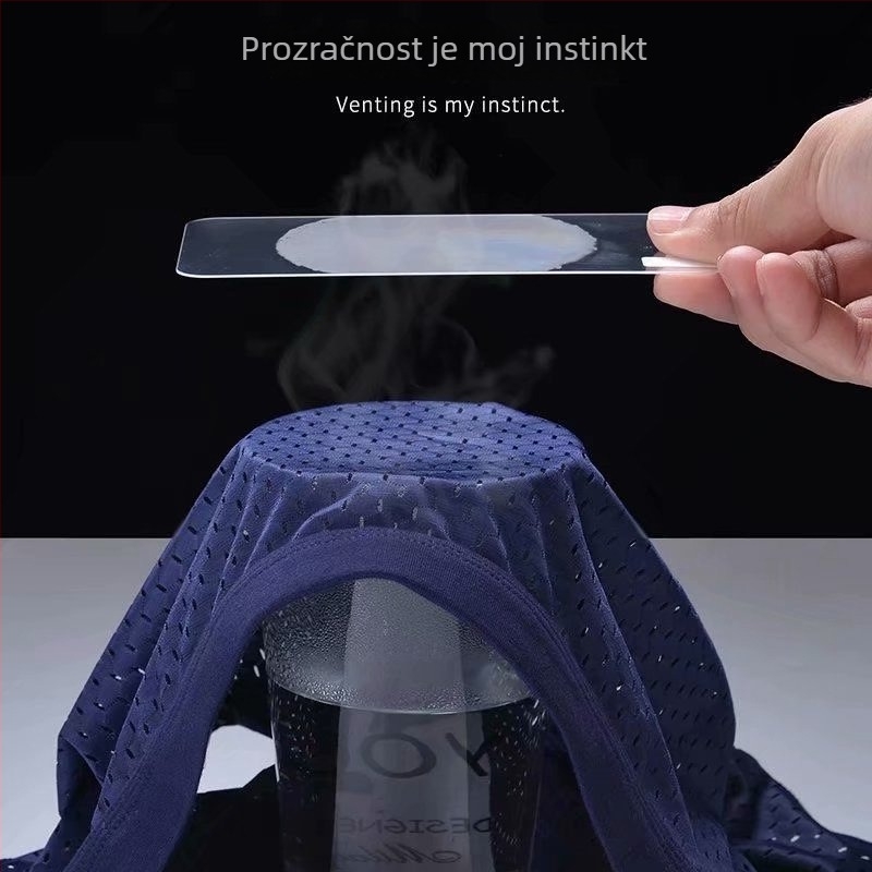 Ljetne muške bokserice od mrežaste ledene svile s izrezanim panelima, srednji pojas, prozračne i brzo sušeće