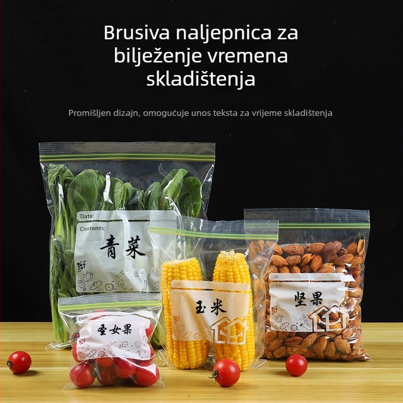 Debele dvostruko rebraste vrećice za zatvaranje namirnica, za pohranu u hladnjaku i zamrzivaču.