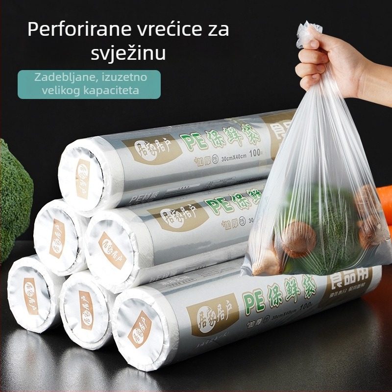 Torbe za čuvanje svježine u hladnjaku, plastične torbe za hranu, debele, jednokratne, za voće i povrće, kućna upotreba, velike i male