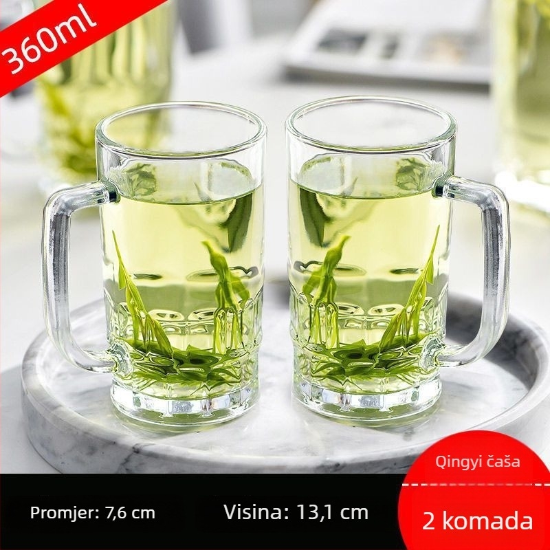 Staklena čaša za pivo s ručkom, velika kapaciteta 901–1000 ml, moderni minimalistički dizajn, jednobojna boja