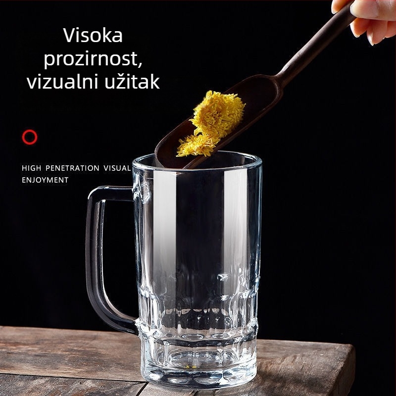 Staklena čaša za pivo s ručkom, velika kapaciteta 901–1000 ml, moderni minimalistički dizajn, jednobojna boja
