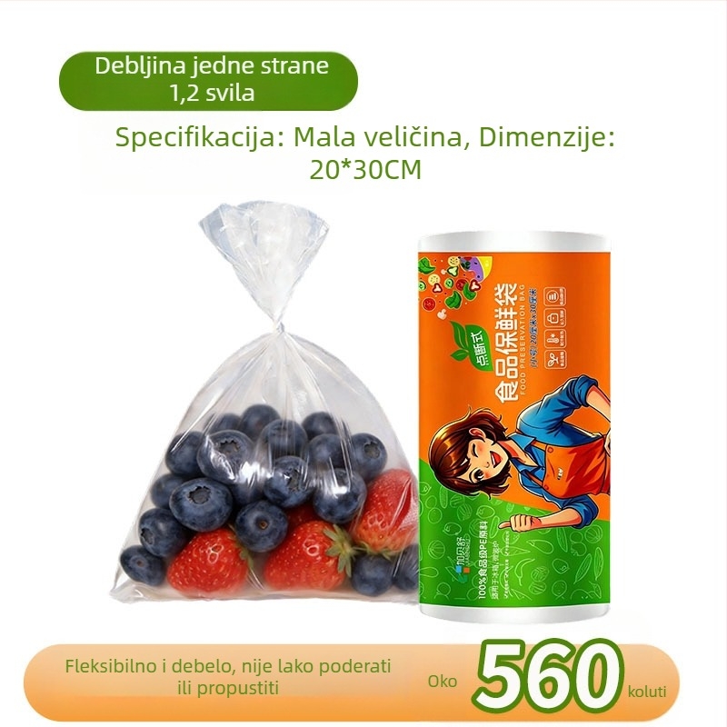 Torbe na rolni za hranu, debeli PE, tri veličine 20/25/30 cm, namijenjene supermarketima