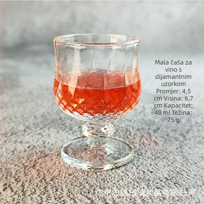 Mini visoka čaša za voćno vino, retro gravirano staklo s cvjetnim uzorkom, elegantna mala čaša za bijelo vino