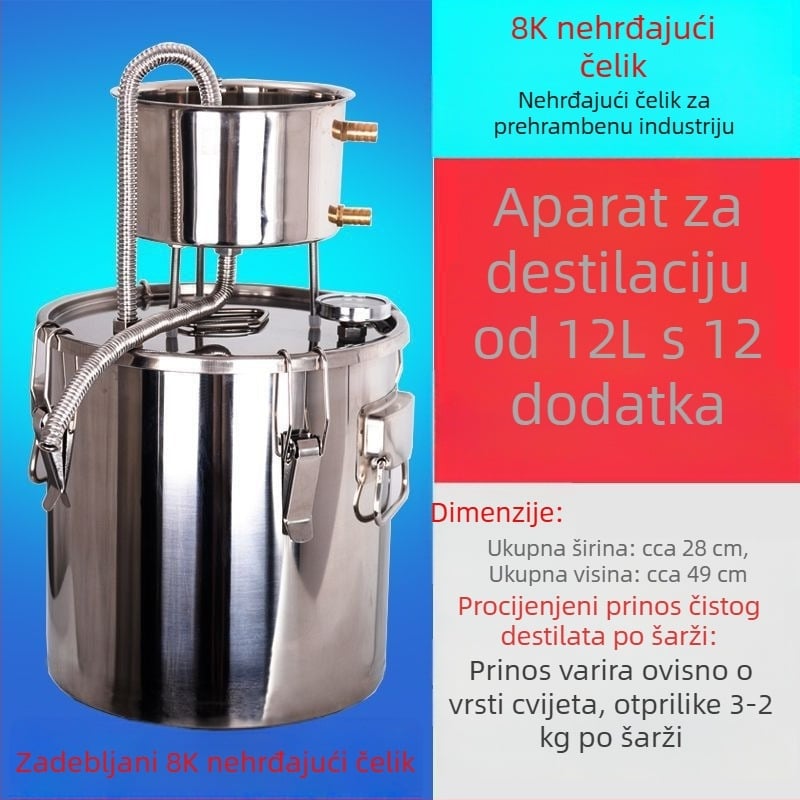 Kućna oprema za proizvodnju alkohola, kompaktni destilator za hidrosol i alkoholna pića, nehrđajući čelik.