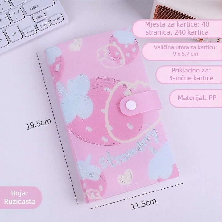 Voćni kartični album, album za fanove zvijezda, prozirni Polaroid fotoalbum sa 240 kartica, s tri pregrade