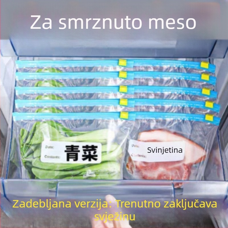 Vrećica za hranu, debela, za hladnjak i zamrzivač, sa zatvaračem na zip
