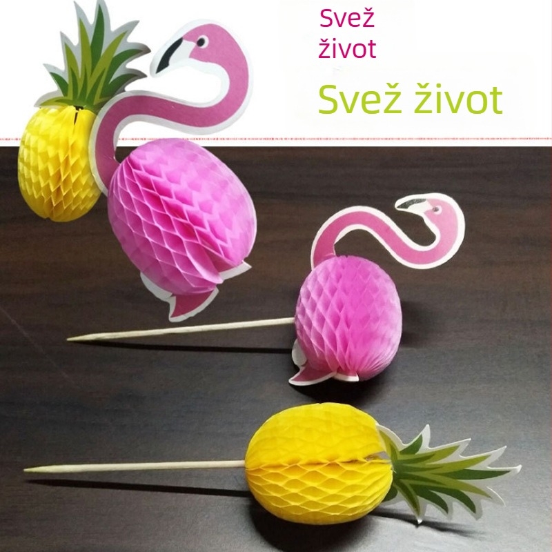 3D dekorativne čačkalice s motivom ananasa i flaminga – za voće, koktele i torte