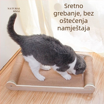 Velika sisal grebalica za mačke – otporna na habanje, bez vlakana, drvena ploča za kandže i mačji kauč