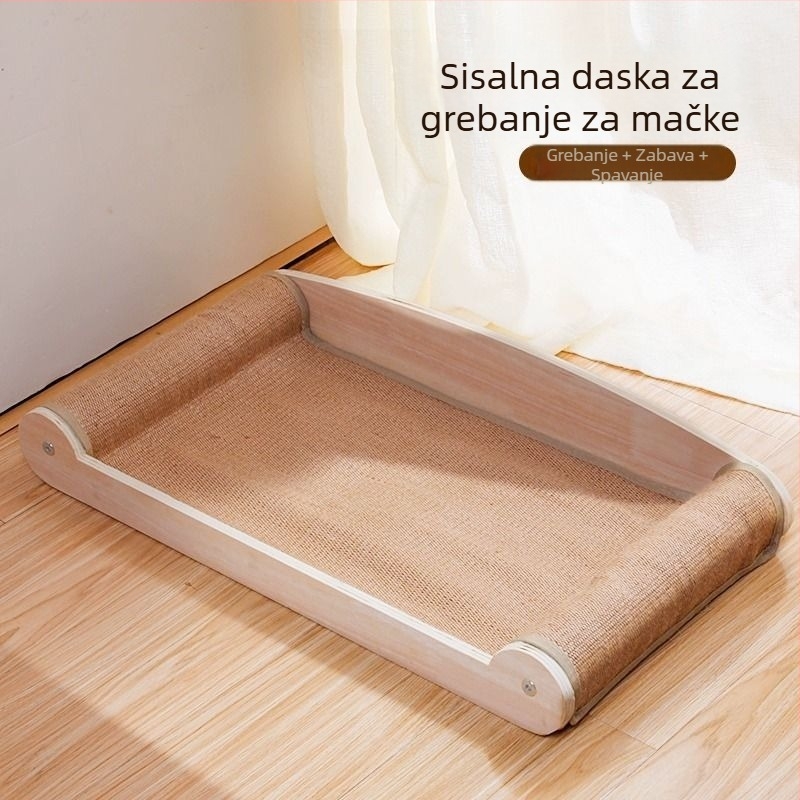 Velika sisal grebalica za mačke – otporna na habanje, bez vlakana, drvena ploča za kandže i mačji kauč