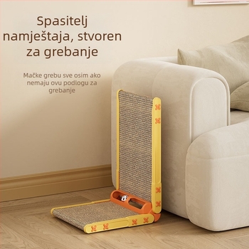 Uspravna L‑oblikovana daska za grebanje mačaka, zidni držač, otporna na habanje, šira i deblja, bez otpadanja vlakana, alat za oštrenje kandži, daska za grebanje od valovitog kartona