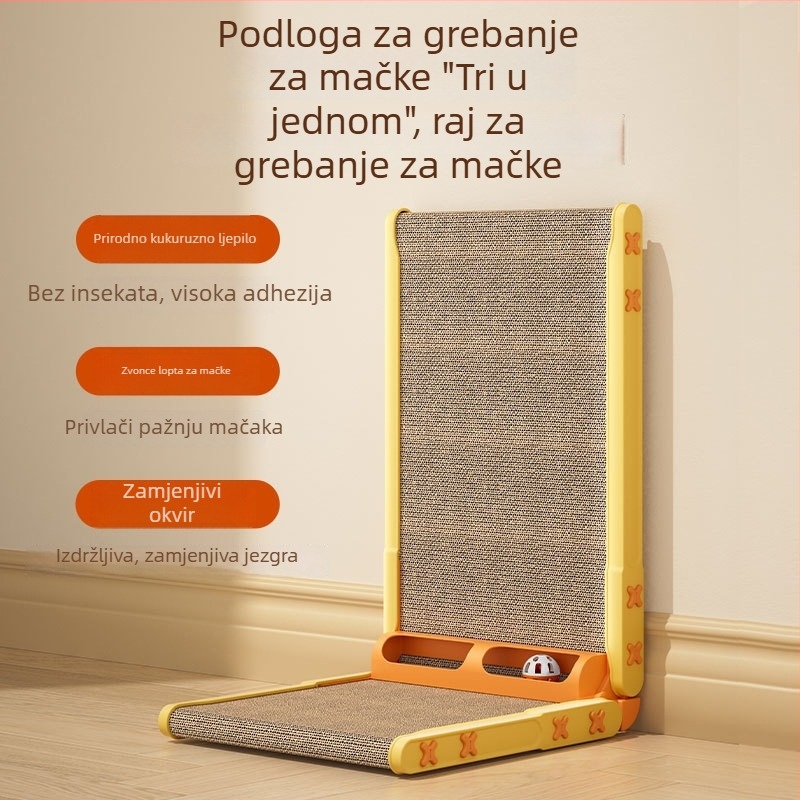 Uspravna L‑oblikovana daska za grebanje mačaka, zidni držač, otporna na habanje, šira i deblja, bez otpadanja vlakana, alat za oštrenje kandži, daska za grebanje od valovitog kartona
