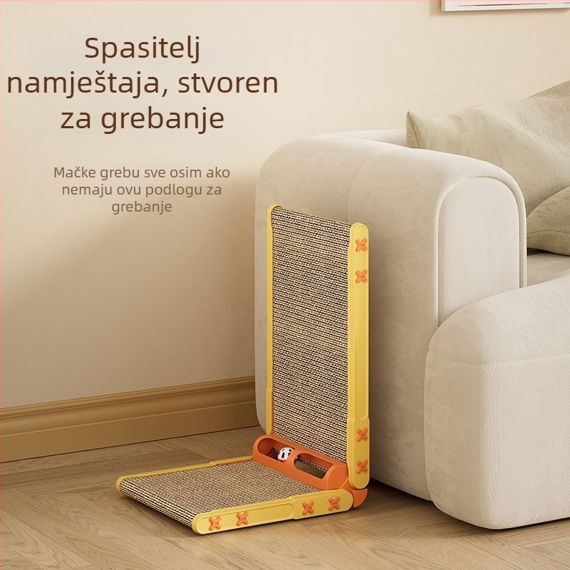 Uspravna L‑oblikovana daska za grebanje mačaka, zidni držač, otporna na habanje, šira i deblja, bez otpadanja vlakana, alat za oštrenje kandži, daska za grebanje od valovitog kartona
