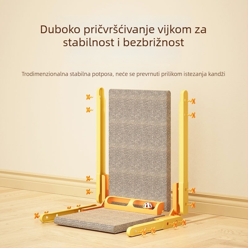 Uspravna L‑oblikovana daska za grebanje mačaka, zidni držač, otporna na habanje, šira i deblja, bez otpadanja vlakana, alat za oštrenje kandži, daska za grebanje od valovitog kartona