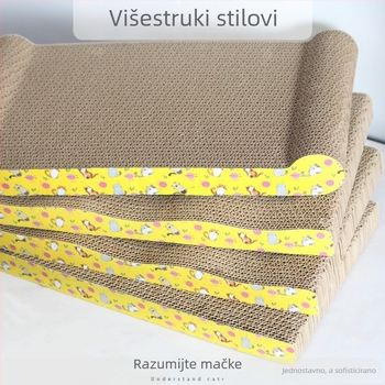 Mačja daska za grebanje od valovitog kartona, kauč-stil, uspravna ploča, otporna na habanje, velikih dimenzija