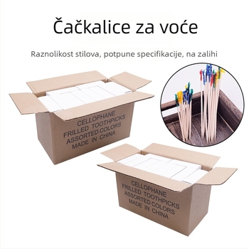 Drvene čačkalice za voće s šarenim cvjetnim dizajnom, moderni minimalistički stil, za koktele, užine i deserte