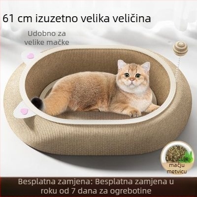 Mačje gnijezdo za sve sezone, sisalo gnijezdo za spavanje, veliko, otporno i bez opadanja dlaka, grebalica