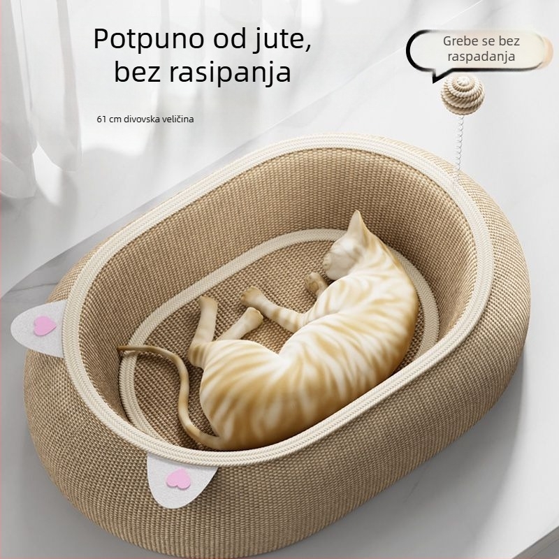 Mačje gnijezdo za sve sezone, sisalo gnijezdo za spavanje, veliko, otporno i bez opadanja dlaka, grebalica