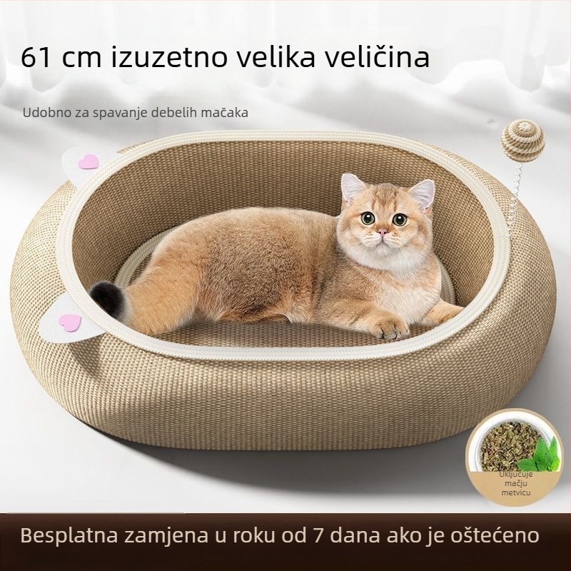 Mačje gnijezdo za sve sezone, sisalo gnijezdo za spavanje, veliko, otporno i bez opadanja dlaka, grebalica