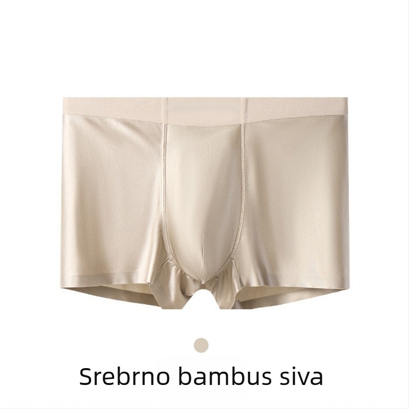 Muške besprijekorne bokserice od najlona sa satenskim sjajem, podstava u preponama od Mulberry svile, antibakterijske, prozračne, brzo se suše, srednji pojas, jednobojne