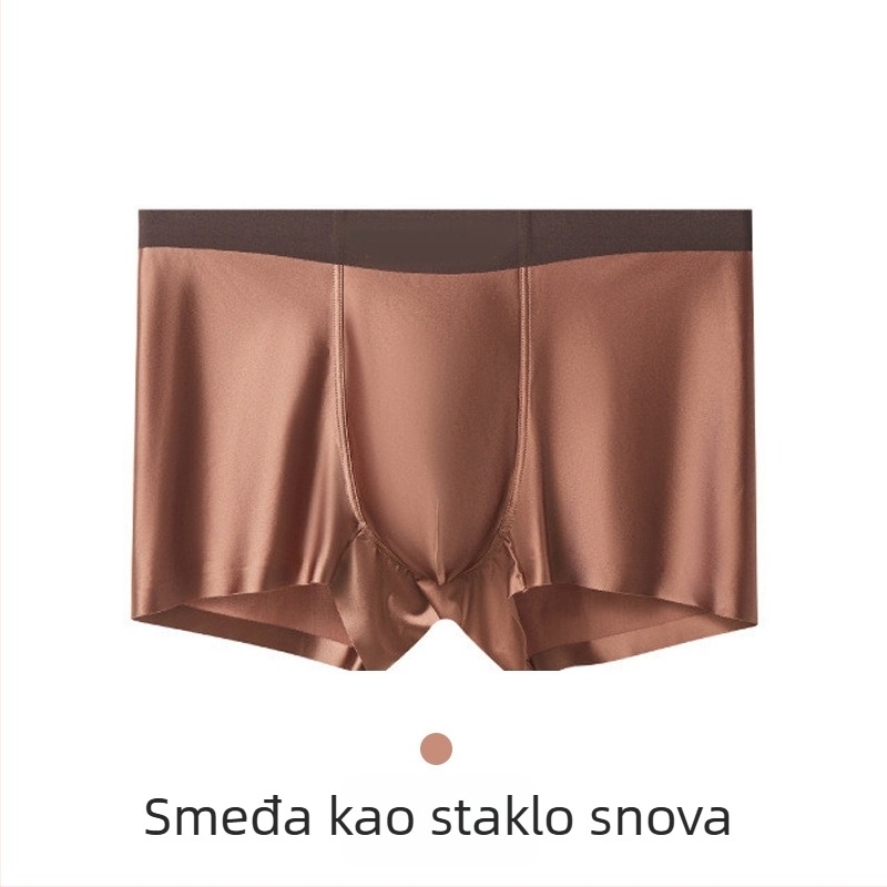 Muške besprijekorne bokserice od najlona sa satenskim sjajem, podstava u preponama od Mulberry svile, antibakterijske, prozračne, brzo se suše, srednji pojas, jednobojne